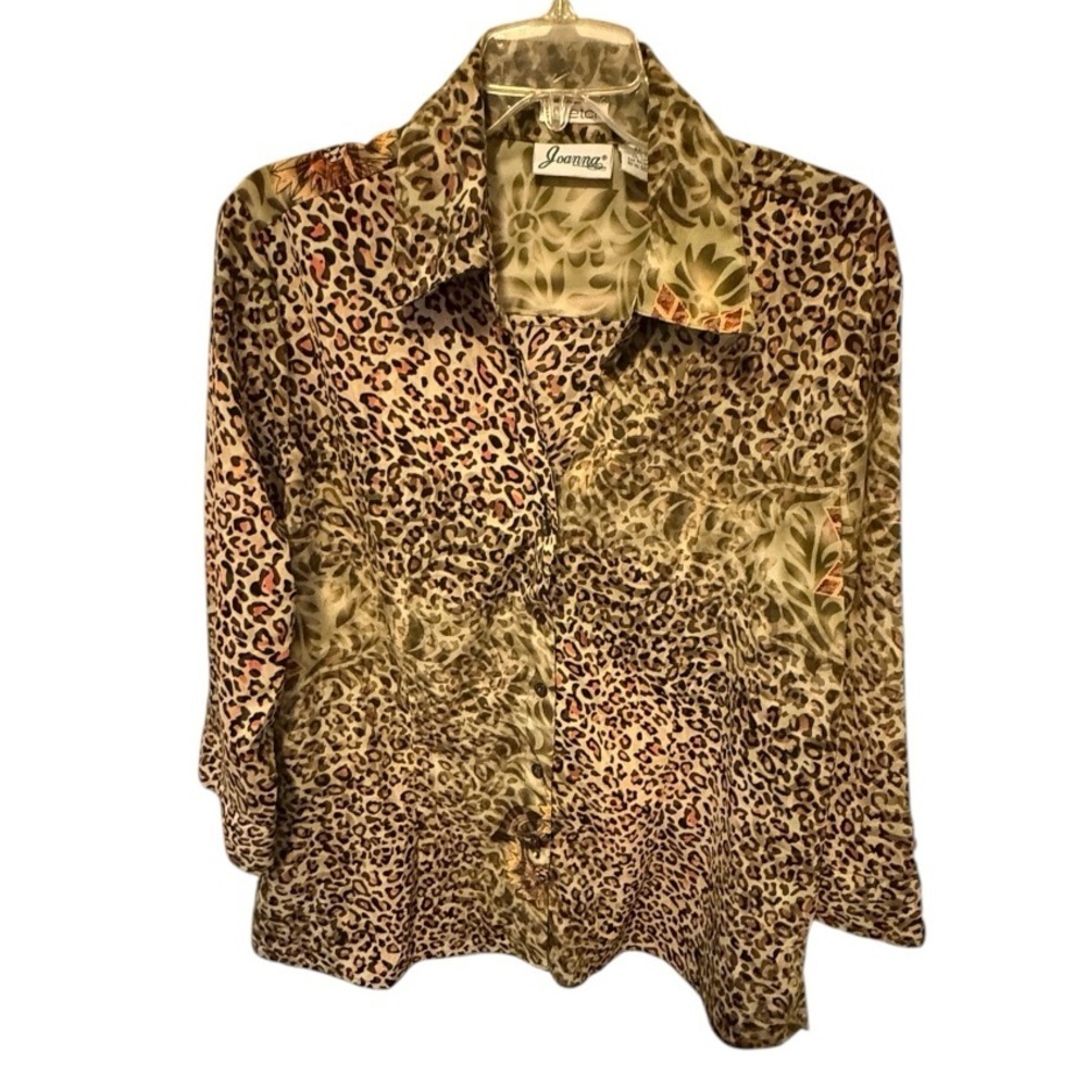 Vintage Joanna Stretch Animal Print Blouse